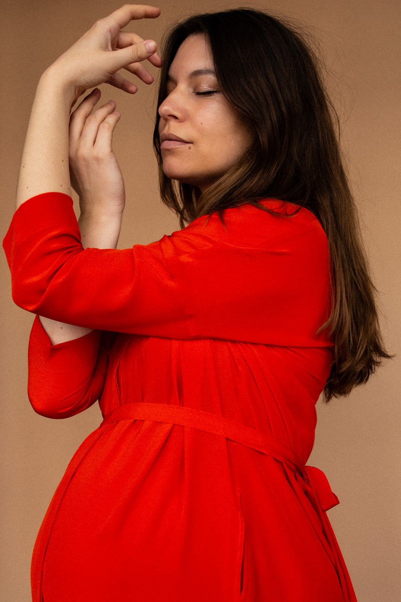 heroine dress in silk - bloodorange